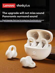 Lenovo 联想 LP25 蓝牙耳机，耳挂式运动耳机，配备蓝牙 5.4、ENC 降噪、定向音频、长续航、智能触控，兼容 Apple 和 Android 设备 - 米色 - 查看 3