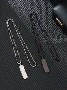 1 Pc Stylish Stainless Steel Square Pearl Oxidized Rectangular Pendant Necklace, Suitable For Daily Wear - Multicolor - View 2