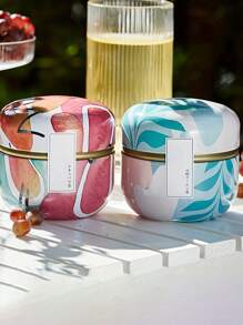 1pc Random Color Mixed Metal Tea Tin, Candy Jar, Round Small Tea Canister, Gift Box - Multicolor - View 4