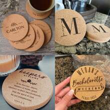 10/20/30/50 STUKS 3,54 inch (9 cm) Gepersonaliseerde kurken onderzetter, aangepaste bulk huwelijksgunsten voor gasten, bruidsdouchegeschenk, feestgunsten, zakelijke promotionele artikelen