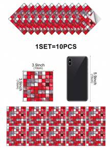 10 片自粘可剥离 DIY 马赛克瓷砖 PVC 水晶膜，切割和组装，用于美化橱柜、餐桌、客厅、卧室、浴室、电视和背景墙装饰和翻新。,翻新贴纸可剥离墙板,墙纸、壁纸,春季装饰物品让您的家焕然一新,拉玛装饰贴纸 - 彩色 - 查看 32
