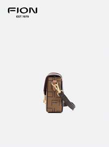 FION Crossbody Bag Medium Shoulder Bag For Women Leather Purse In Color-Block Canvas Fashion Handbag,Turn-Lock Closure FAAFJKW002