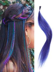 16 Inch Rainbow Synthetic Hair Multi Color Feather Hair Extensions 10 Set For Holiday Party Leopard Feather Hair Extensions - Multicolor - View 16