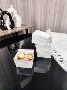 1 szt. Mleczny biały talerz na przekąski ze złotym rantem, duża pojemność - mleczno-biały talerz - Zobacz 2