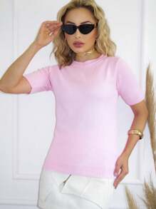 Blusa Feminina Manga Curta Moda Elastano