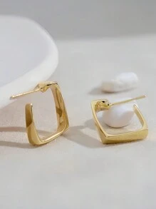 1 Cặp Hoa tai hình chữ U hình học bất đối xứng dành cho nữ, Hoa tai vòng vuông tối giản, Quà tặng trang sức hợp kim nhẹ nhàng, tinh tế, không gây dị ứng, Thích hợp để trang trí và làm phụ kiện hàng ngày - Nhiều màu - Xem 11