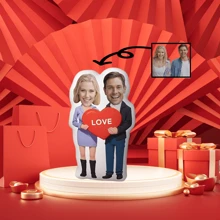 Personalizowana poduszka w kształcie serca dla pary - spersonalizowana poduszka ze zdjęciem pary, nadruk dwustronny, odpowiednia dla rodziców i partnerów, idealna do dekoracji sofy lub sypialni, wyjątkowy prezent na walentynki i urodziny