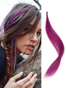 16 Inch Rainbow Synthetic Hair Multi Color Feather Hair Extensions 10 Set For Holiday Party Leopard Feather Hair Extensions - Multicolor - View 18