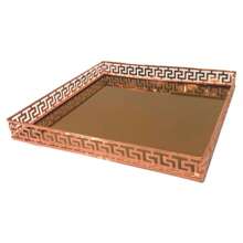 Verito Metal Tray With Square Mirror Rose 35x35x5.5cm Adely Decor - 乾枯玫瑰色 - 查看 3