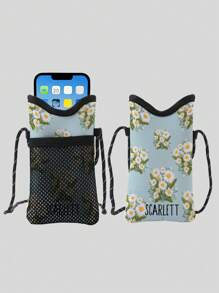Pattern Double-Sided Printed Shock-Absorbing Phone Bag With Adjustable Hanging Rope - Crossbody Bag With Mesh Pocket, Adjustable Neck Rope, Suitable For Various Phone Models