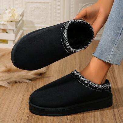 Winter 2024 Neue Auslandhandel Uggs Damen Samt warm Dicke Sohle ohne Absatz geschlossene Zehenpartie Wolle Halbschuhe