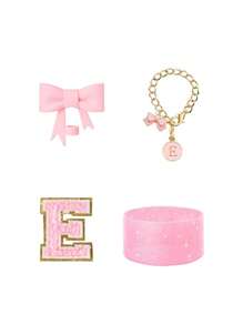 4 pièces/set spécialement conçu pour les accessoires de tasse, 1 pièce couvercle de paille en silicone avec nœud rose, 1 pièce de charme de poignée avec lettre d'identification, 1 pièce d'autocollant de lettre auto-adhésif, 1 pièce de manchon de tasse. Accessoires de tasse, couvercles de paille avec nœud de 0,4 po/10 mm compatibles avec les gobelets de 30 et 40 oz (rose) - Rose bonbon - Voir 19