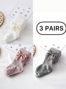 3 件/5 件儿童紧身裤，男童女童打底裤，弹力保暖连裤袜，婴幼儿蝴蝶结打底裤，秋冬季休闲百搭风格，可内穿或外穿