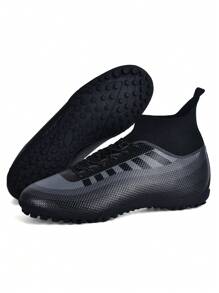 1 Pair Football/Soccer Shoes For Adults, Students And Teenagers, Low-Top Outdoor Sports Shoes For Teams And Competitions, Men's Professional Sports Shoes With Spikes, Traction And Wear-Resistant Design For Soft/Natural Grass Fields, Lace-Up Cleats, Lightweight, High-Performance Anti-Slip Design, High-Top Professional Soccer Boots - Black - View 8