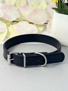 PU Leather Pet Collars, Minimalist Flat Collars In Multiple Sizes & Colors For Dogs & Cats - Black - View 1