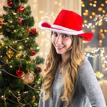 9-teiliges Weihnachts-Kostümset für Frauen mit 1 Stück Weihnachtsmütze, 1 Stück Halskette, 1 Stück Armband, 2 Ohrringe, 2 Handschuhe, 2 Strümpfe, für Cowboy-Cosplay, Partyartikel und Weihnachtsparty, Abschlussball, Halloween - Verschiedenfarbig - Übersicht 8