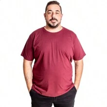 Plus Size Short Sleeve T-Shirt Comfortable Premium Cotton - Maroon - View 1