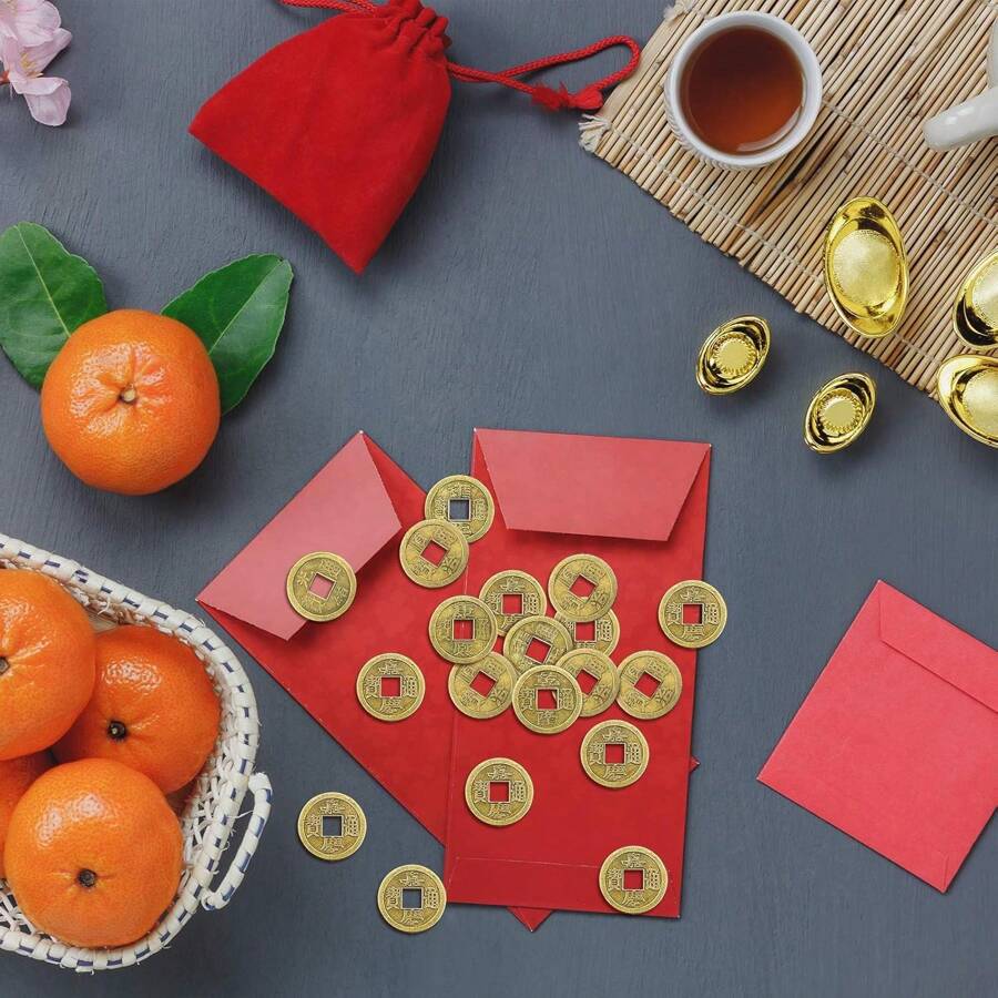 25/50PCS Moedas de Feng Shui do Ano Novo Chinês, Moedas da Fortuna da