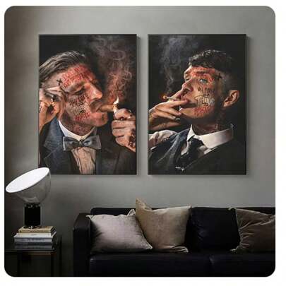 1 pieza Figura de leyendas mafiosas del gánster, póster de pintura sobre lienzo, imagen de arte de pared para sala de estar, decoración del hogar, decoración de pared de oficina, regalo perfecto y decoración del hogar (sin marco)