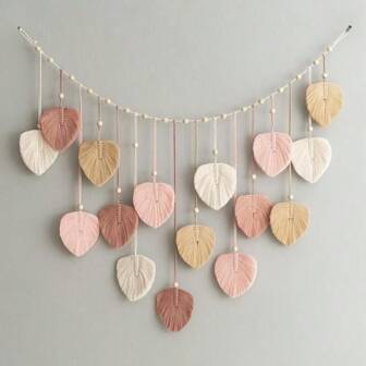 1 件流苏壁挂，新波西米亚风格墙壁装饰挂毯，手工编织流苏叶纤维艺术壁挂，适用于客厅、卧室、床头板