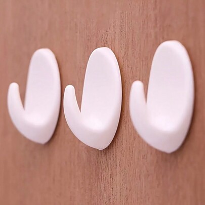 5pcs Reusable Oval Adhesive Wall Hooks, Heavy Duty Hangers For Room, Home, Kitchen, Bathroom, Bedroom Decoration