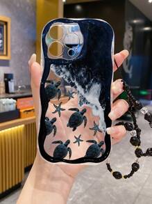 Apfelrahmwellen-Rand-Öl-Tidel-See-Schildkröten-bemalte Anti-Sturz-Handyschale mit handgefertigter perlenbesetzter Armband, kompatibel mit iPhone XS Apfelrahmwellen-Rand-Öl-neu bemalte TPU-Anti-Sturz-Weichschale, kompatibel mit Galaxy S24, Galaxy S24+, Galaxy S24 Ultra, Galaxy S22, Galaxy A13 4G, Galaxy A52, A52s 5G, Galaxy A23, Galaxy A35, Galaxy A25, Galaxy A73, Redmi Note 11/11 Lite