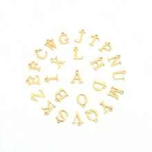 2 件/套 新款时尚首字母镂空心形吊坠 金色不锈钢唇链多层项链 女士