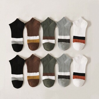 5 双装短款时尚休闲轻便透气吸湿排汗短袜，春夏