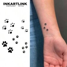 INKARTLINK 革命性技术纹身，半永久纹身，可爱宠物爪印，临时纹身，防水，真实纹身外观，小众设计纹身，果汁纹身，植物纹身 - 黑色 - 查看 2