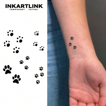  INKARTLINK 革命性技术纹身，半永久纹身，可爱宠物爪印，临时纹身，防水，真实纹身外观，小众设计纹身，果汁纹身，植物纹身