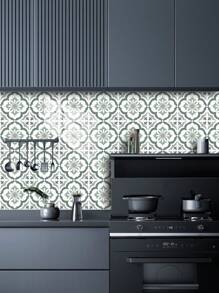 10片装花卉图案PVC仿瓷砖贴纸墙纸壁纸DIY拼接自粘可移除墙面装饰贴墙面家装防脏遮丑厨房卫生间客厅墙面空间美化拉玛装饰 装修贴纸可撕墙板 墙纸壁纸 春季装修用品 焕然一新家居 拉玛装饰贴纸 - 彩色 - 查看 14