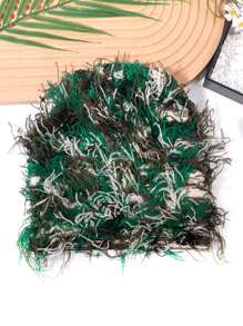 1pc Unisex Camouflage Fluffy Beanie Hat, Warm Thick Winter Cap For Men, Personalized Casual Outdoor Cycling Headwear Winter Christmas Hat Men Beanie Ski Hat Fall Outfit