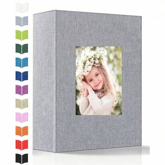 1pc 4x6" Photo Album With 100 Pockets, Mini Small Capacity Linen Photo Album Bulk Set, Hold Up To 100 Vertical Top Loading Photos, Suitable For Kids Boys & Girls Gifts Birthday Graduation