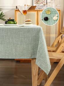 A Rolled Edge Table Cloth, Rustic Linen Waterproof, Oil-Proof, Dust-Proof Table Cloth, Suitable For Kitchen Table, Restaurant Decoration, Holiday Party Table Cloth, Home Decor Textile Table Cloth Home Decor Textiles - Khaki - View 11