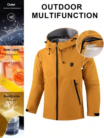 LEDUNTINO [Frühling/Sommer] Herren Mode Reißverschluss Lässig Outdoor Jacke, Sport, unifarben, Kälteschutz, Geschenk für den Freund, Herren Frühling Herbst dünne winddichte Windjacke mit Kapuze, wasserdicht, atmungsaktiv, geeignet für Wandern, Klettern, Camping Jacke Winter Herbst Mantel