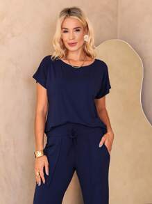 Women Two-piece Outfits - 藏蓝色 - 查看 2