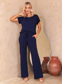 Women Two-piece Outfits - 藏蓝色 - 查看 4