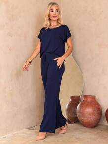 Women Two-piece Outfits - 藏蓝色 - 查看 3