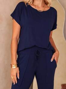 Women Two-piece Outfits - 藏蓝色 - 查看 7