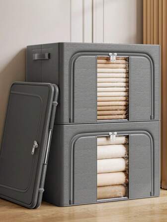 1件/2件拉链衣物收纳盒，大容量篮子，可收纳衣物、毛毯、棉被、玩具，家用衣柜收纳盒，节省空间的衣柜收纳盒，卧室、家居、宿舍、卧室配件