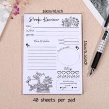 1/2/4 piezas Bloc de notas para reseñas de libros de 5.5 x 3.9 pulgadas, marcapáginas de libreta, bloc de notas adhesivo pequeño, suministros para tomar notas de lectura, 40 hojas por bloque