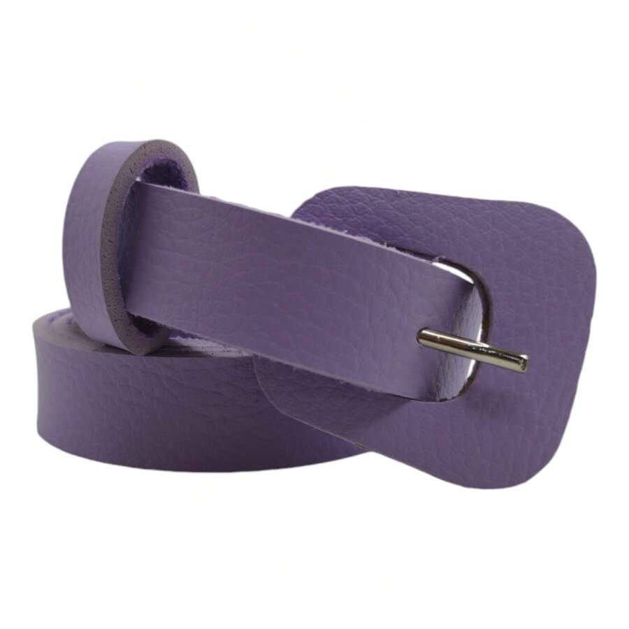 Women's Thin Belt With Guitar Buckle In Synthetic Leather For Everyday Use - CF35 - LILAC - View 1