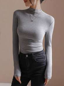 极简主义高领设计修身打底长袖 T 恤，秋冬季新款