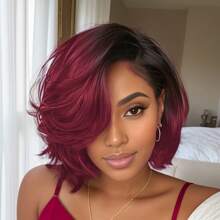 13x4 Transparent Lace Front Wigs For Women Highlight Colors Straight Pixie Cut Wigs Short Bob Human Hair Wigs Natural Color Brown 1B99J Party Cosplay Wig