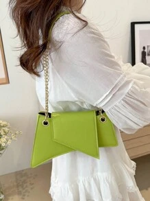 Fashionable Green Unique Shaped Chain Shoulder Bag