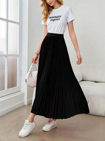 女士简约优雅百搭时尚百褶裙