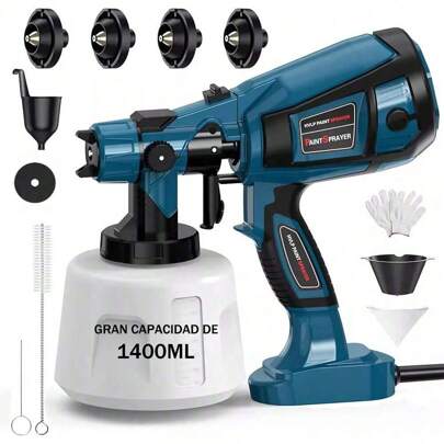 Pistola Para Pintar,Pulverizador Elétrico De Pintura Hvlp Alta Potencia 1400ml