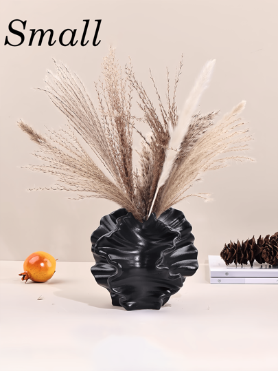 Flowers Vase Moderne Home Coral Ceramic Shape Zwart Wit stone Nordic Pampas Grass, Boho Donut Centerpiece Wedding, Ideal Mother's Day Wedding .(Black) Birthday Graduation Room Flower Glass view 3