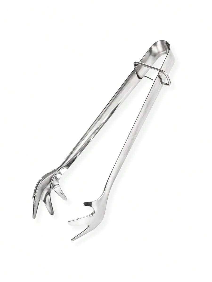 Ice Tongs 19.5cm Stainless Steel Kitchen Utensil - Grey - View 1