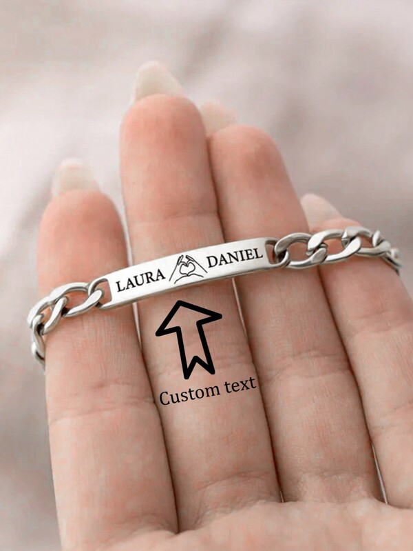 Customized Engraved Name Women's Bracelet Fashionable And Simple Personalized Charm Couple Bracelet Gold Stainless Steel Adjustable Men's Curved Bracelet Nameplate Jewelry Commemorative Gift For Boyfriend Christmas Gift For Men Valentine's Day Gift For Girlfriend Suitable For Daily Wear For Dad, Family, Friends, Son, Grandparents Anniversary, Valentine's Day, Birthday, Father's Day, Graduation, Wedding, Prom,Mother's Day Gift
